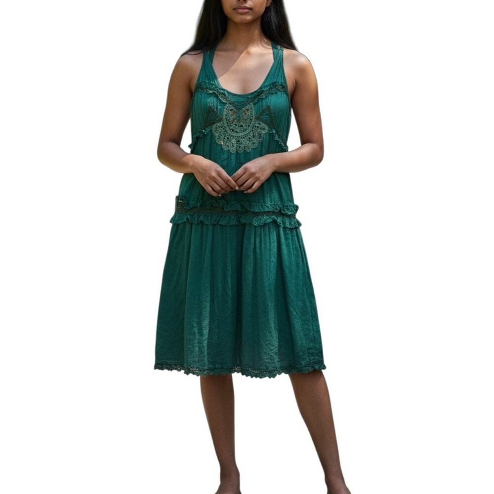 Urban Outfitters Lux Steampunk Victorian Green Ruffle Midi Dress Size 5